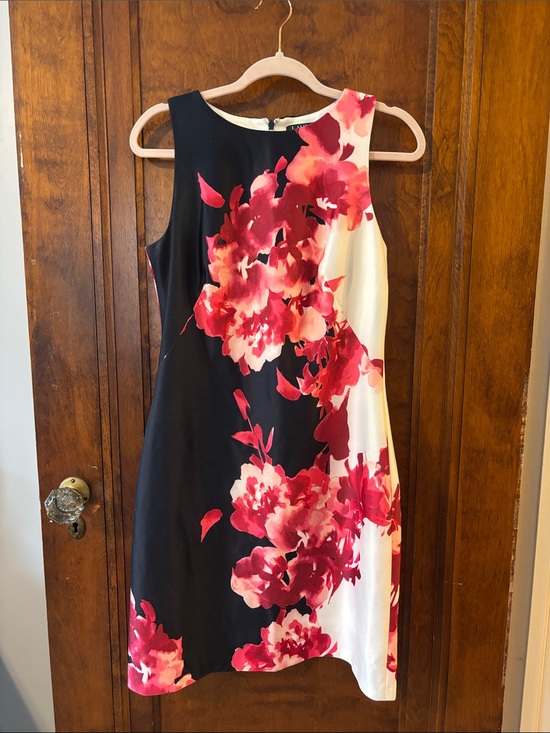 Lauren Ralph Lauren Dresses & Skirts - Lauren Ralph Lauren Sleeveless Navy Blue & White Dress w/ Pink Florals Size 8